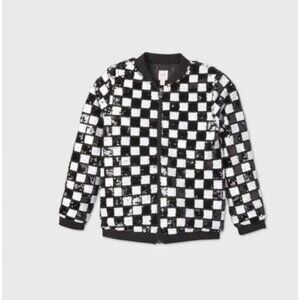 Girls  Flip Sequin Checkered Bomber Jacket 4/5